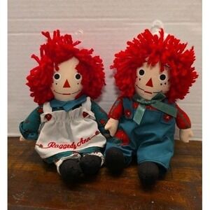 Vintage Raggedy Ann & Andy Snowden Christmas Dolls - 9" - 1998
